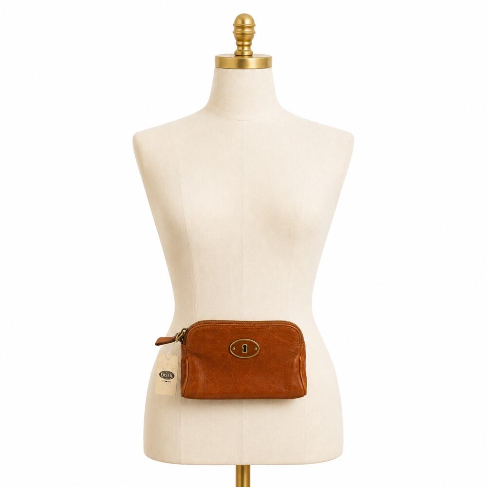 Vintage Fossil Colette Saddle Leather Cosmetic Pouch NWT